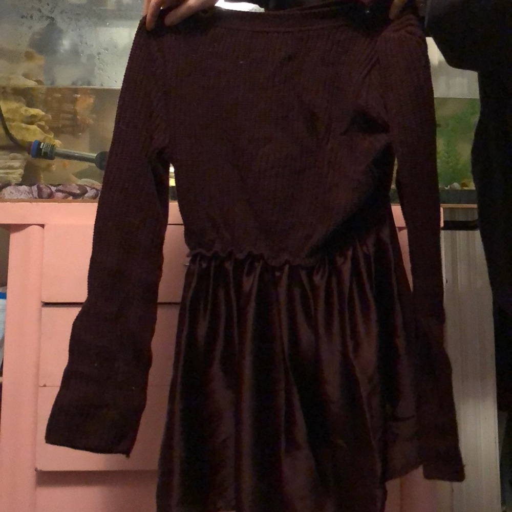 Maroon knit/silk dress